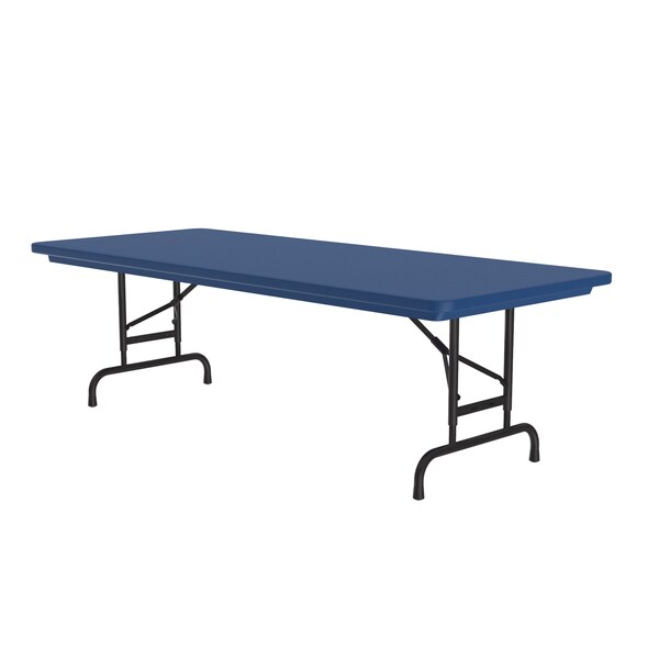 Rectangle Heavy Duty Commerical Adjustable Height Plastic Folding Table, 30" W, 60" L, 22" to 32" H